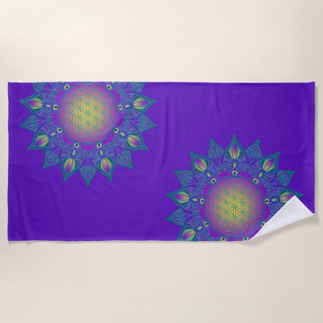 Serviette De Plage Fleur de Vie - Mandala Indien 3 (Devant)