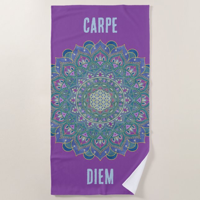 Serviette De Plage Fleur de Vie - Mandala Style Indien 1 (Devant)