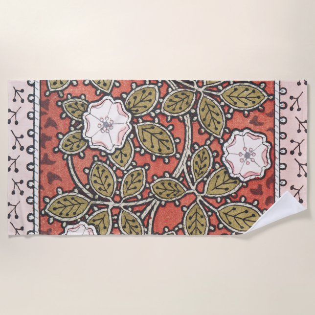 Serviette De Plage Fleur d'illustration Rose sauvage Vintage (Devant)
