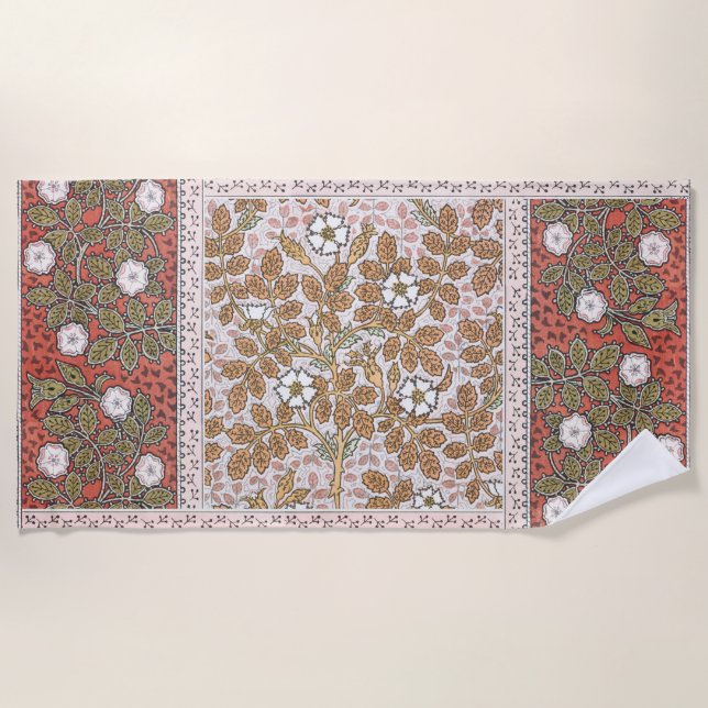 Serviette De Plage Fleur d'illustration Rose sauvage Vintage (Devant)