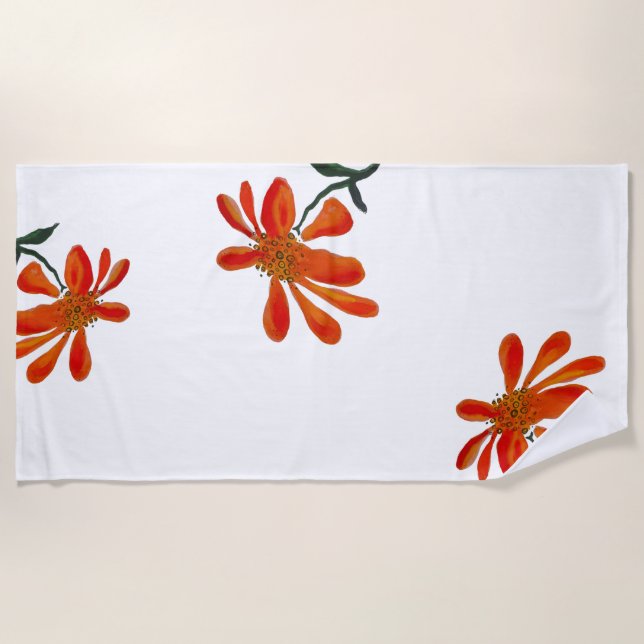 Serviette De Plage Fleur d'Orange par Lydia's Art Sangria (Devant)