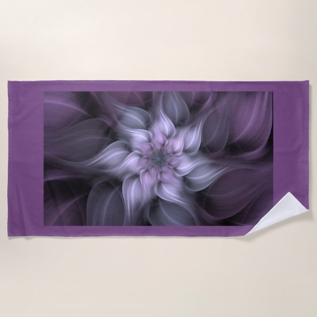 Serviette De Plage Fleur fractale violette (Devant)