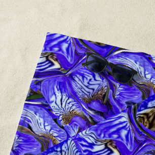 Serviette De Plage Fleur Iris Violet / Esthétique / Carrelé /