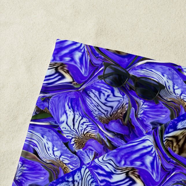 Serviette De Plage Fleur Iris Violet / Esthétique / Carrelé / (En situation)
