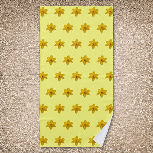 Serviette De Plage Fleur jonquille jaune Motif sans couture sur
