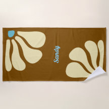 Fleur marron & ciel bleu monogramme nom 