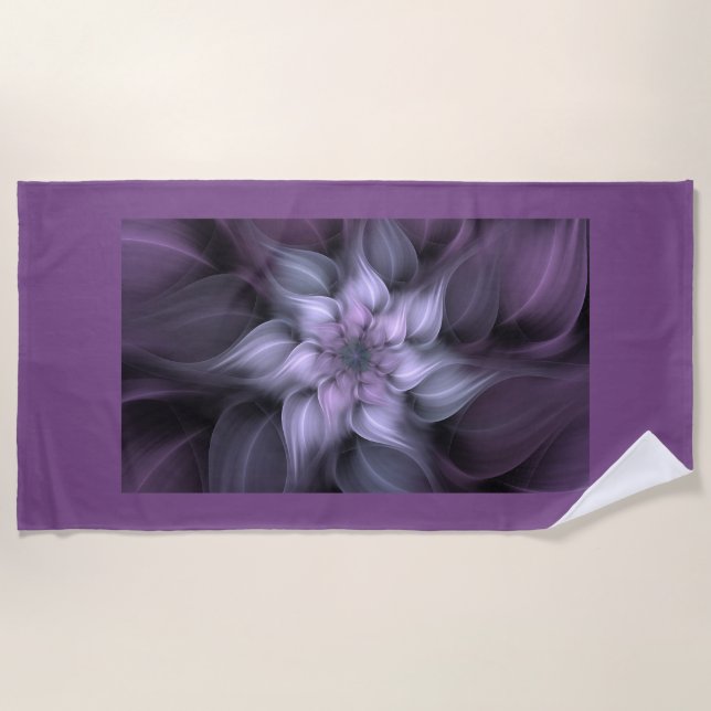 Serviette De Plage Fleur pourpre de fractale (Devant)
