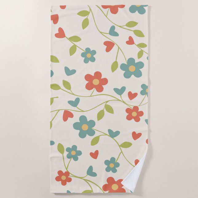 Serviette de plage fleurie (Devant)
