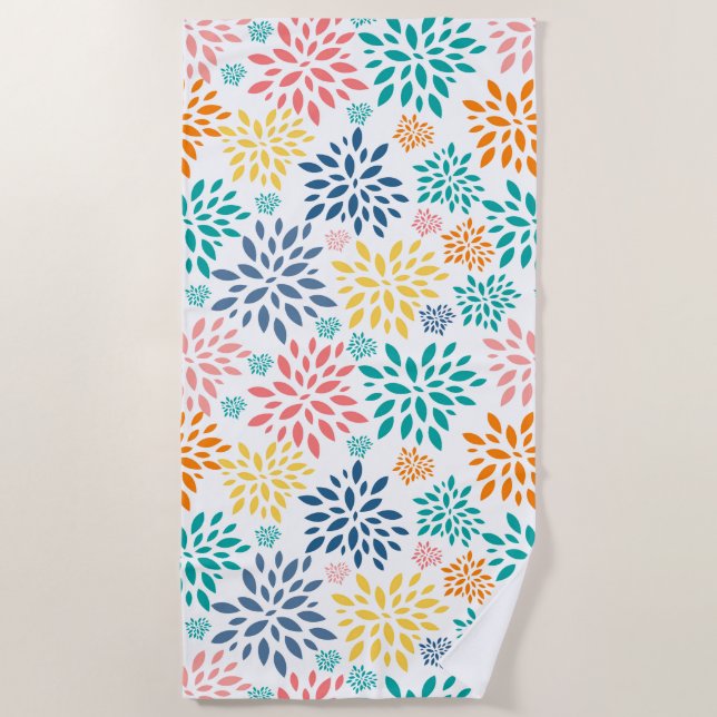 Serviette De Plage Fleurs abstraites colorées motif (Devant)