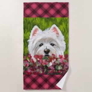 Serviette De Plage Fleurs blanches et roses