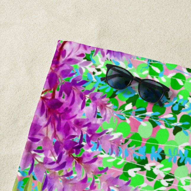 Serviette De Plage Fleurs Colorées (En situation)