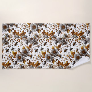 Serviette De Plage fleurs d'abeilles miel et art motif feuille