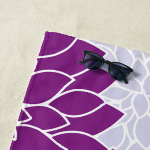 Serviette De Plage Fleurs Dahlia, Motif De Fleurs, Dahlia Violet