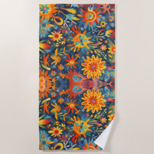 Serviette De Plage Fleurs de champs, beaux art de printemps.
