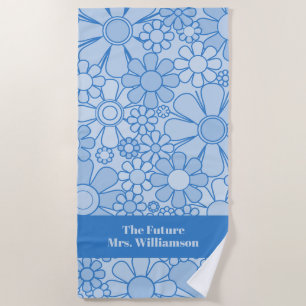 Serviette De Plage Fleurs de Jardin Rétro 60s les années 70 Floral Pa