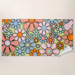 Serviette De Plage Fleurs de Jardin Retro Super 60s les années 70 Spr