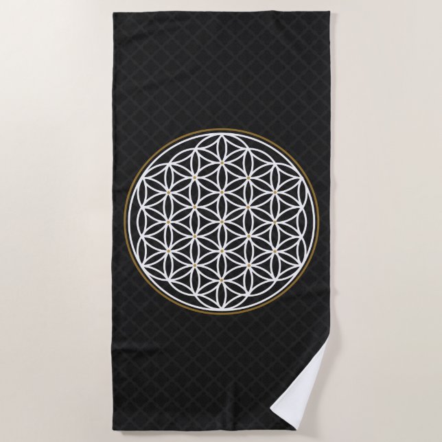 SERVIETTE DE PLAGE FLEURS DE LA VIE SYMBOLE MYSTIQUE (Devant)