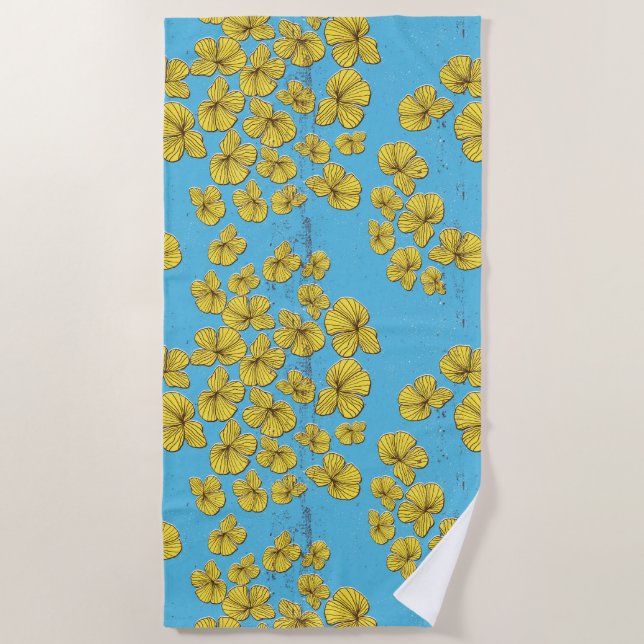 Serviette De Plage Fleurs de lineart de rêve pour l'UKRAINE  (Devant)