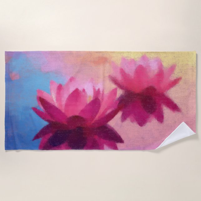 Serviette De Plage Fleurs de Lotus Abstraites modernes (Devant)