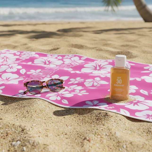 Serviette De Plage Fleurs de plage rose tropicale (pink beach flowers)