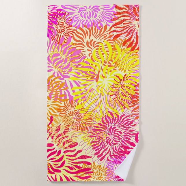 Serviette De Plage Fleurs de printemps colorées (Devant)