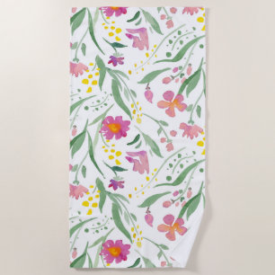 Serviette De Plage Fleurs de printemps colorées Motif
