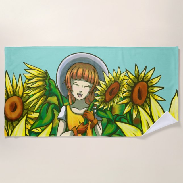 Serviette De Plage Fleurs de soleil (Devant)