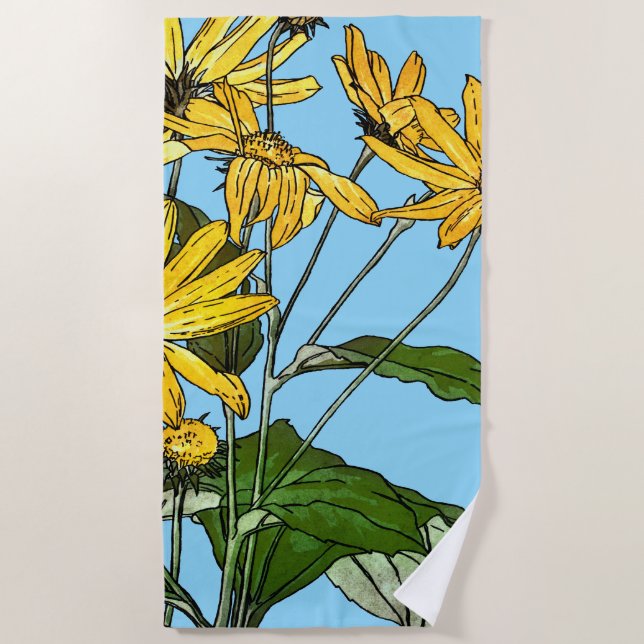 Serviette De Plage Fleurs de soleil Art Nouveau (Devant)