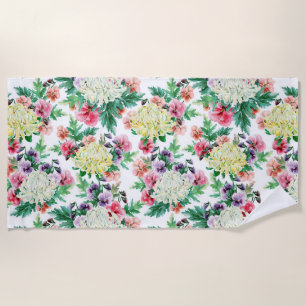 Serviette De Plage Fleurs d'été colorées motif
