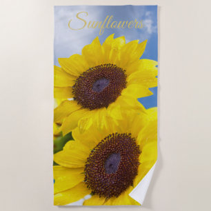 Serviette De Plage Fleurs d'été ensoleillées Florales Fleurs d'été Aj