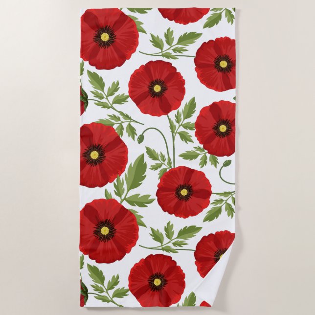 Serviette De Plage Fleurs d'été joyeuses floraison de pavot (Devant)