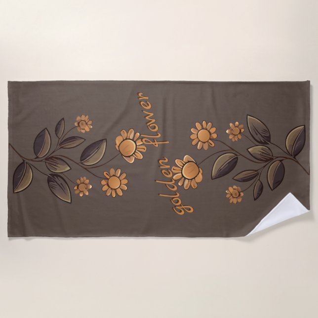 Serviette De Plage Fleurs d'or (Devant)