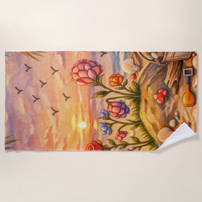 Serviette De Plage Fleurs du Rivage (Devant)