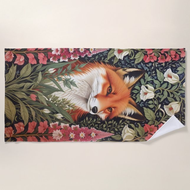Serviette De Plage Fleurs Fox et Foxglove William Morris Inspiré (Devant)