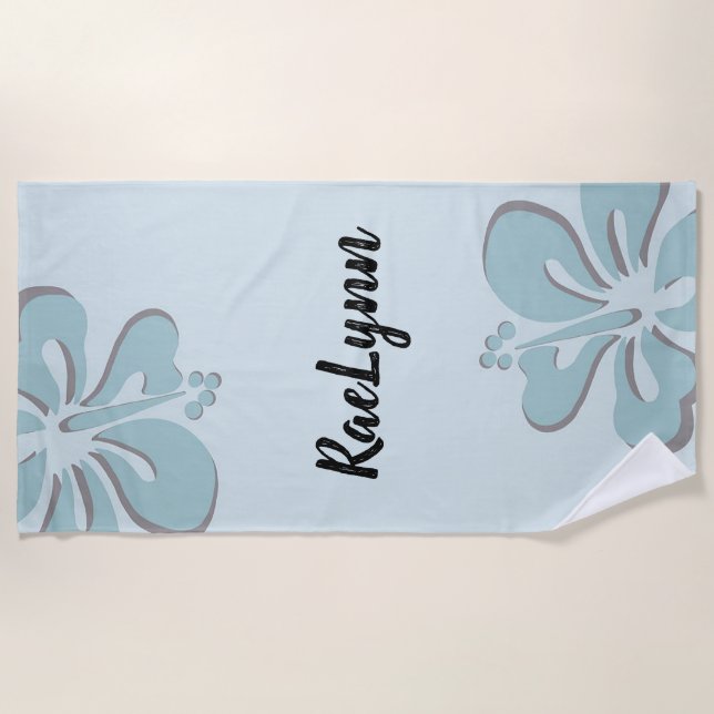 Serviette De Plage Fleurs Hibiscus personnalisées (Devant)