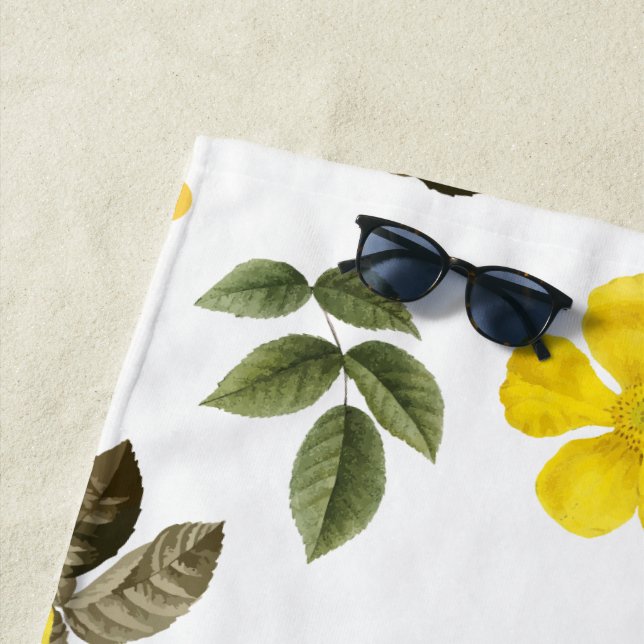 Serviette De Plage Fleurs jaunes et roses blanches 3 (En situation)