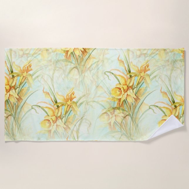 Serviette De Plage Fleurs Jaunes Sauvages (Devant)