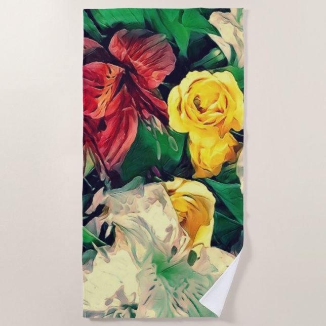Serviette de plage Fleurs Le Matin (Devant)