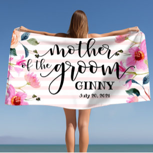 Serviette De Plage Fleurs Mère du Marié Mariage Personnalisé