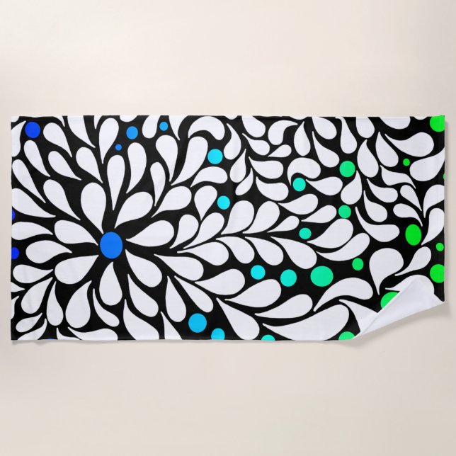 Serviette De Plage Fleurs modernes audacieuses avec bleu turquoise om (Devant)