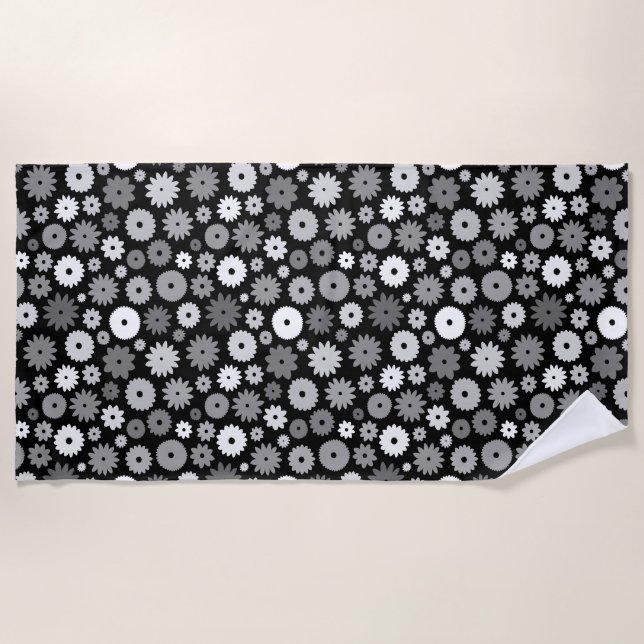 Serviette De Plage Fleurs monochromes à motif répétitif (Devant)