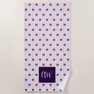 Serviette De Plage Fleurs Monogrammes Chic De Script Violet Broussail