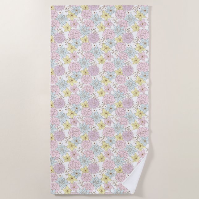 serviette de plage fleurs printanières (Devant)
