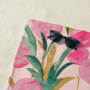 Serviette De Plage Fleurs roses