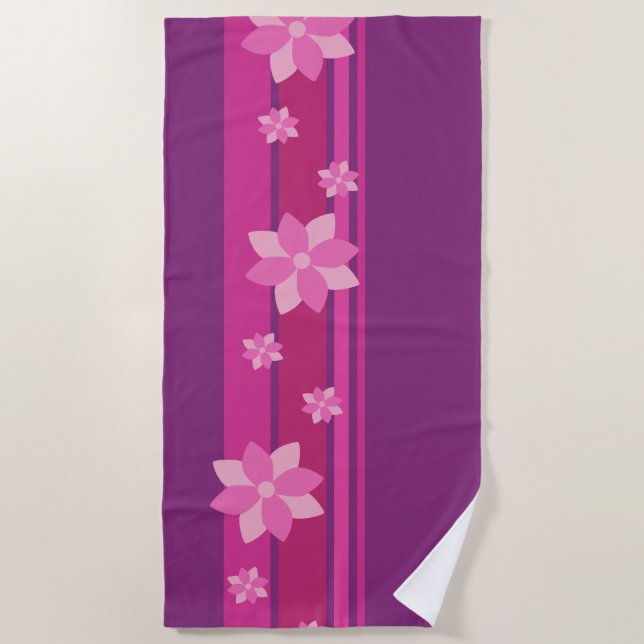 Serviette De Plage Fleurs roses (Devant)
