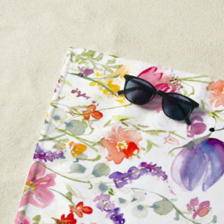 Serviette De Plage Fleurs sauvages fantastiques| Aquarelle