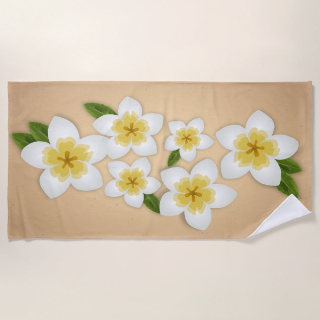 Serviette De Plage Fleurs tropicales frangipani de la plumeria hawaïe (Devant)