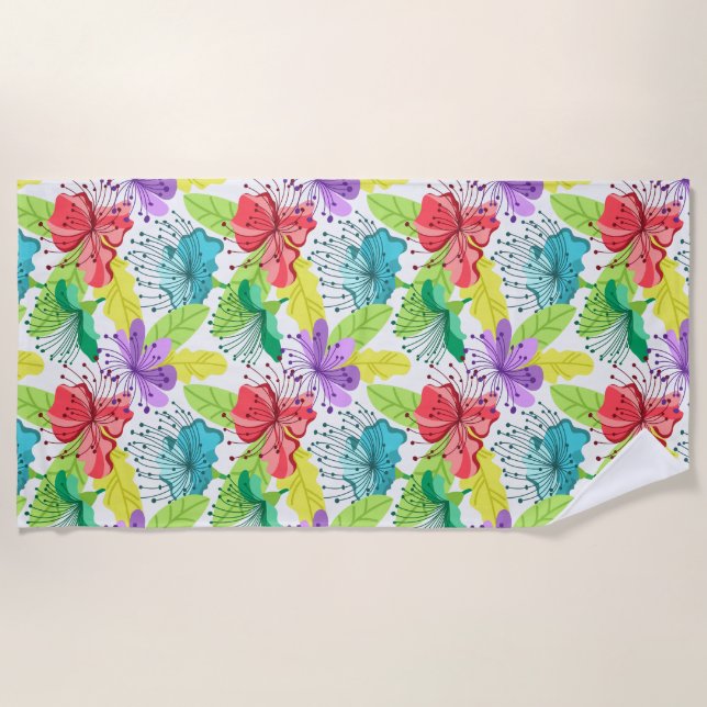 Serviette De Plage Fleurs tropicales sans couture motif (Devant)