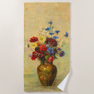 Serviette De Plage Fleurs vintages dans un vase (1910) par Odilon Red
