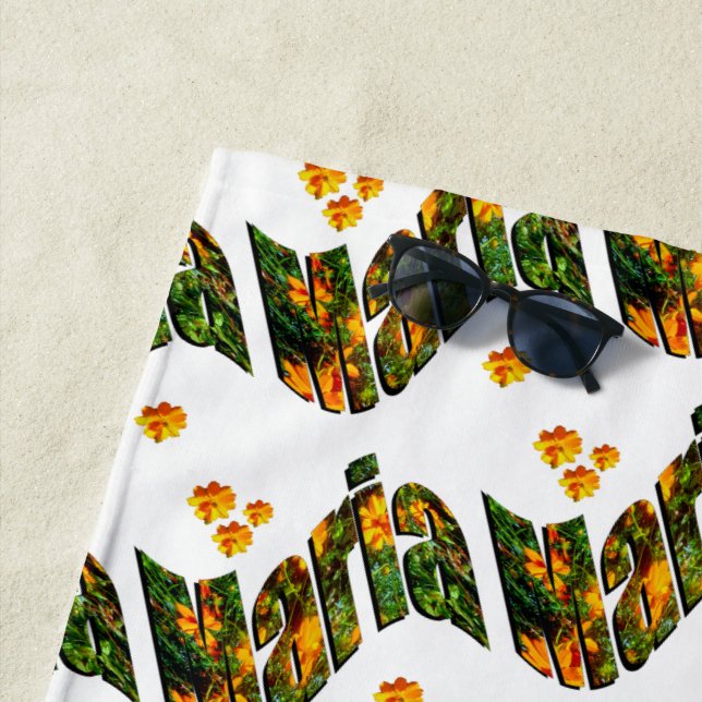 Serviette De Plage Floral Maria Nom, Beach Towel (En situation)